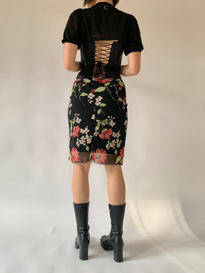 Vintage 1990s Floral Mesh Midi (S/M)