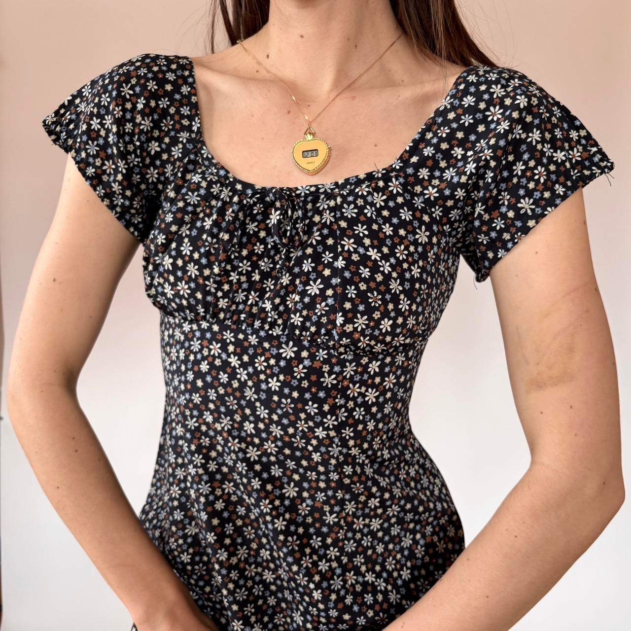 90s Floral Babydoll Dress (XS)