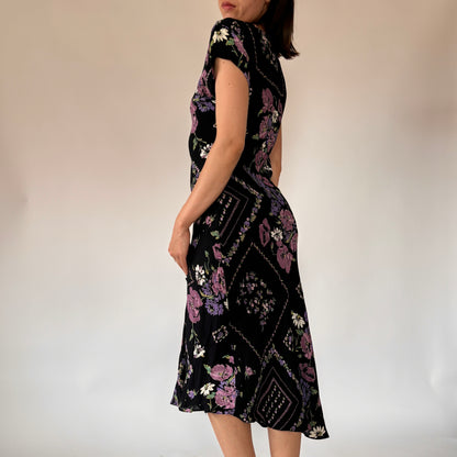 90s Floral Bias Cut Dress (S/M)