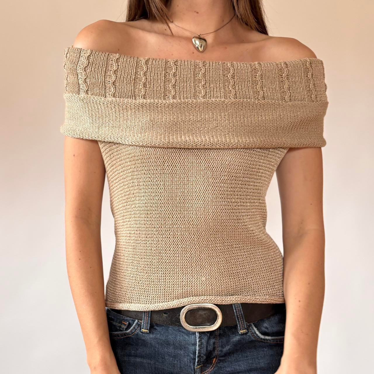 Y2K Slouchy Knit Backless Top (M/L)