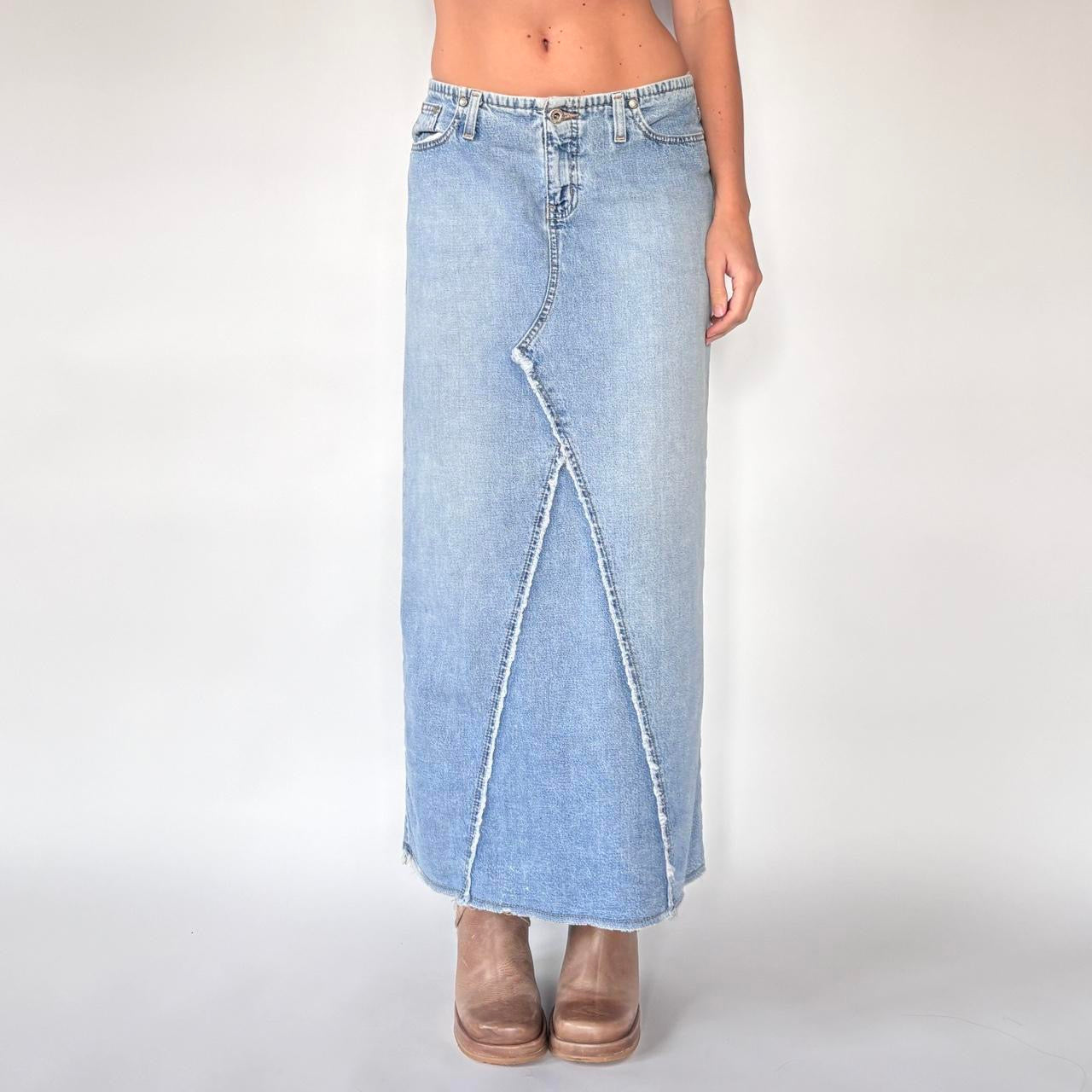 90s Light Wash Denim Maxi Skirt (S)