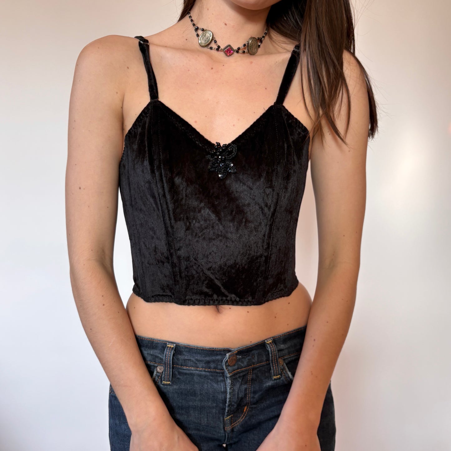 90s Noir Velvet Bustier (XS)