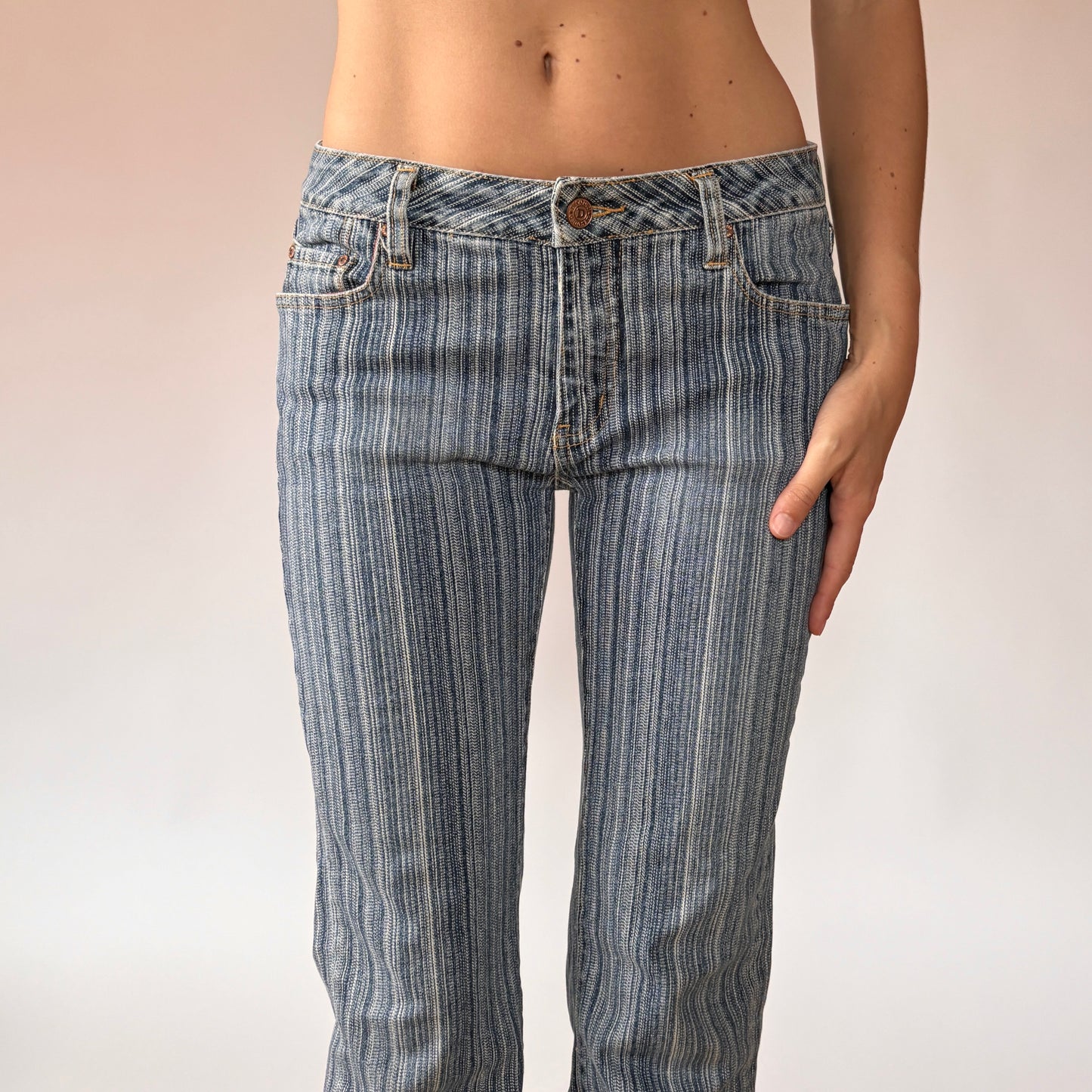 Y2K Stripy Blue Jeans (S)