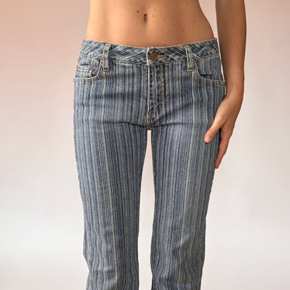 Y2K Stripy Blue Jeans (S)