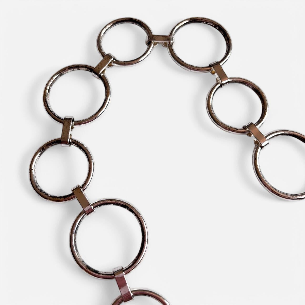 Y2K Silver O Ring Chain Belt (S/M)