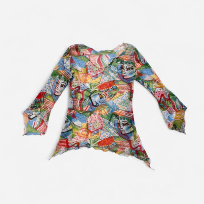 Y2K Cubism Mesh Top (M/L)