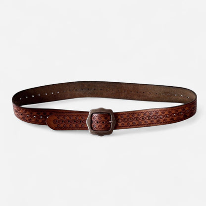 Vintage Embossed Genuine Leather Belt (M)