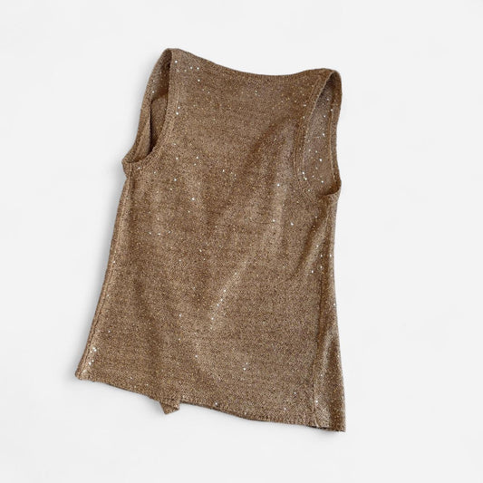 Y2K Plunging Neckline Sequin Top (L-1X)