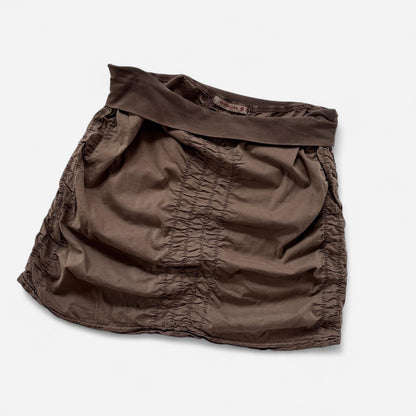 Y2K Olive Ruched Skirt (M)
