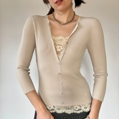 2000s Silk Ribbed Blouse (S)