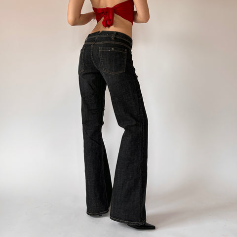 Y2K Side Zip Jeans - Black Wash (S)