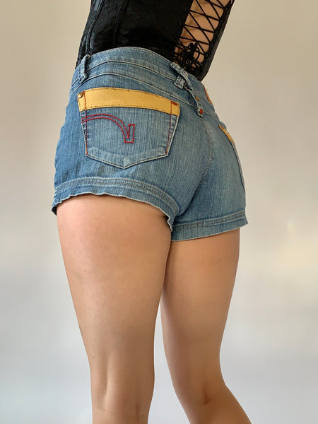 Y2K Low Rise Denim Shorts - Large