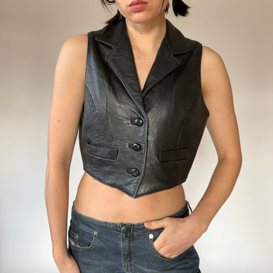 90s Noir Leather Vest (S)