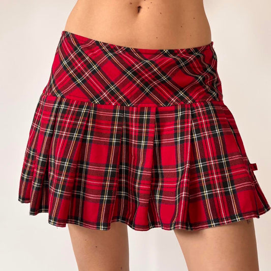 Y2K Pleated Plaid Mini Skirt (S)