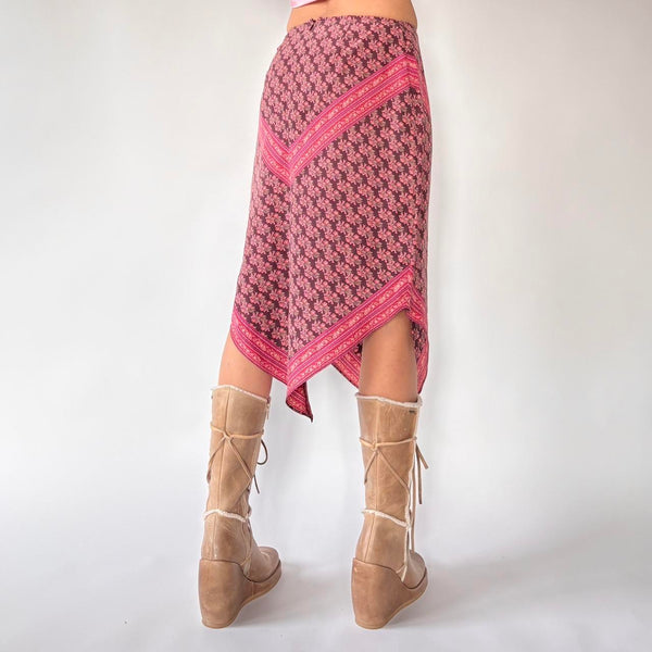 90s Pointed Hem Silk Skirt (S)