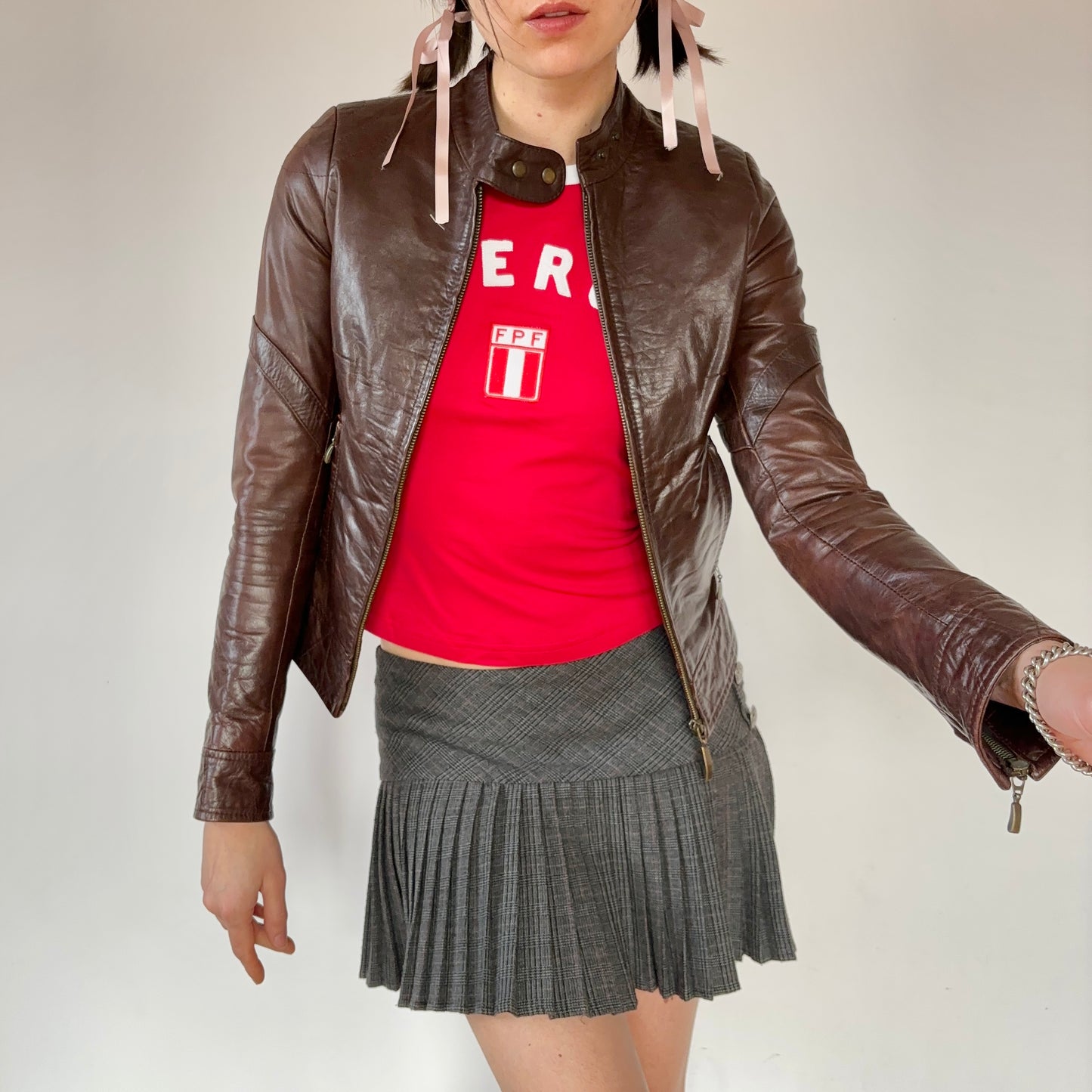 90s Leather Moto Jacket (XXS)