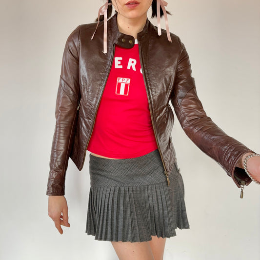 90s Leather Moto Jacket (XXS)
