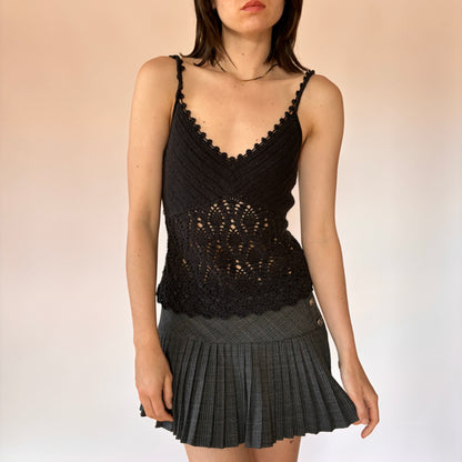 Y2K Noir Crochet Tank (M)