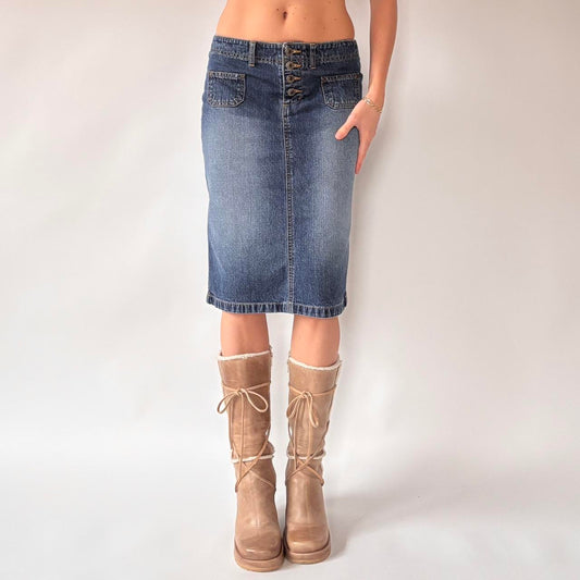 Y2K Denim Midi Skirt (S)