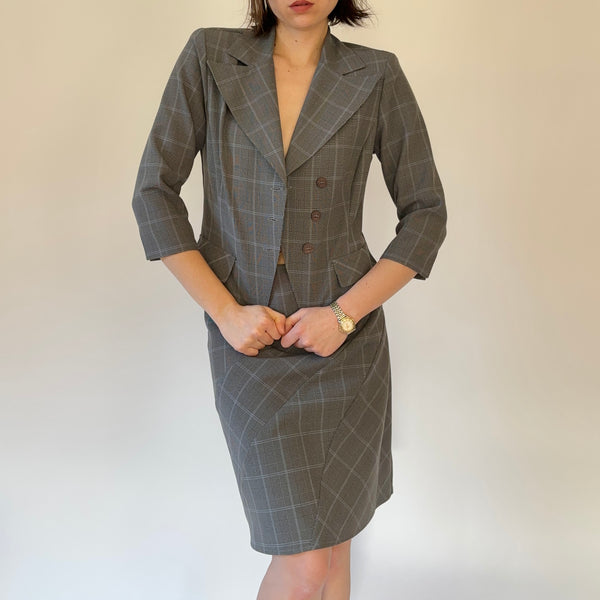 90s Two-Piece Skirt Suit (S)