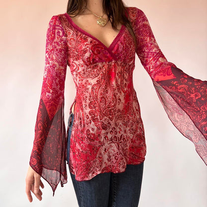 Y2K Bebe Paisley Whimsy Top (S)