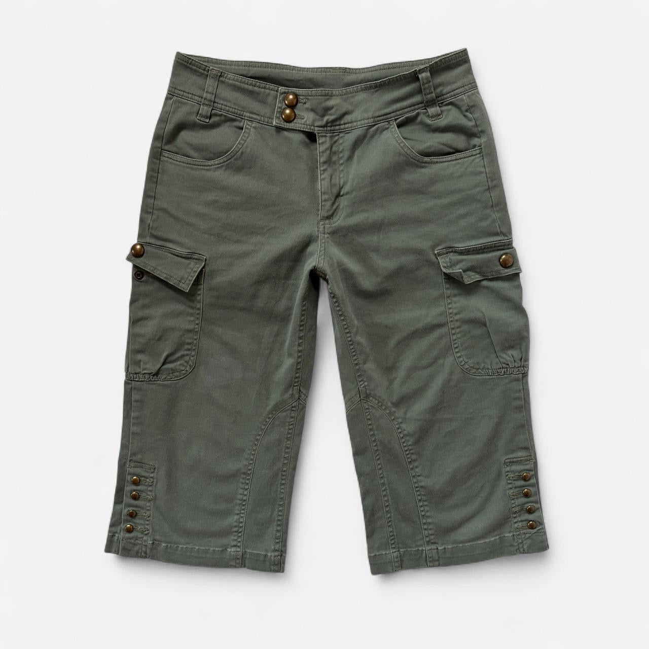 Y2K Olive Cargo Capris (XS/S)