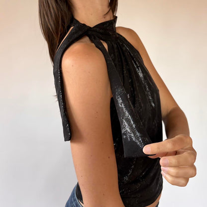 Y2K Snake Print Halter (S)