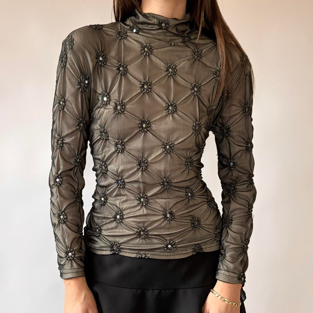 90s Mesh Mockneck Top (M/L)