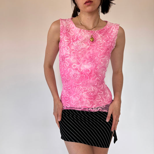 Y2K Pink Squiggle Tank (M)