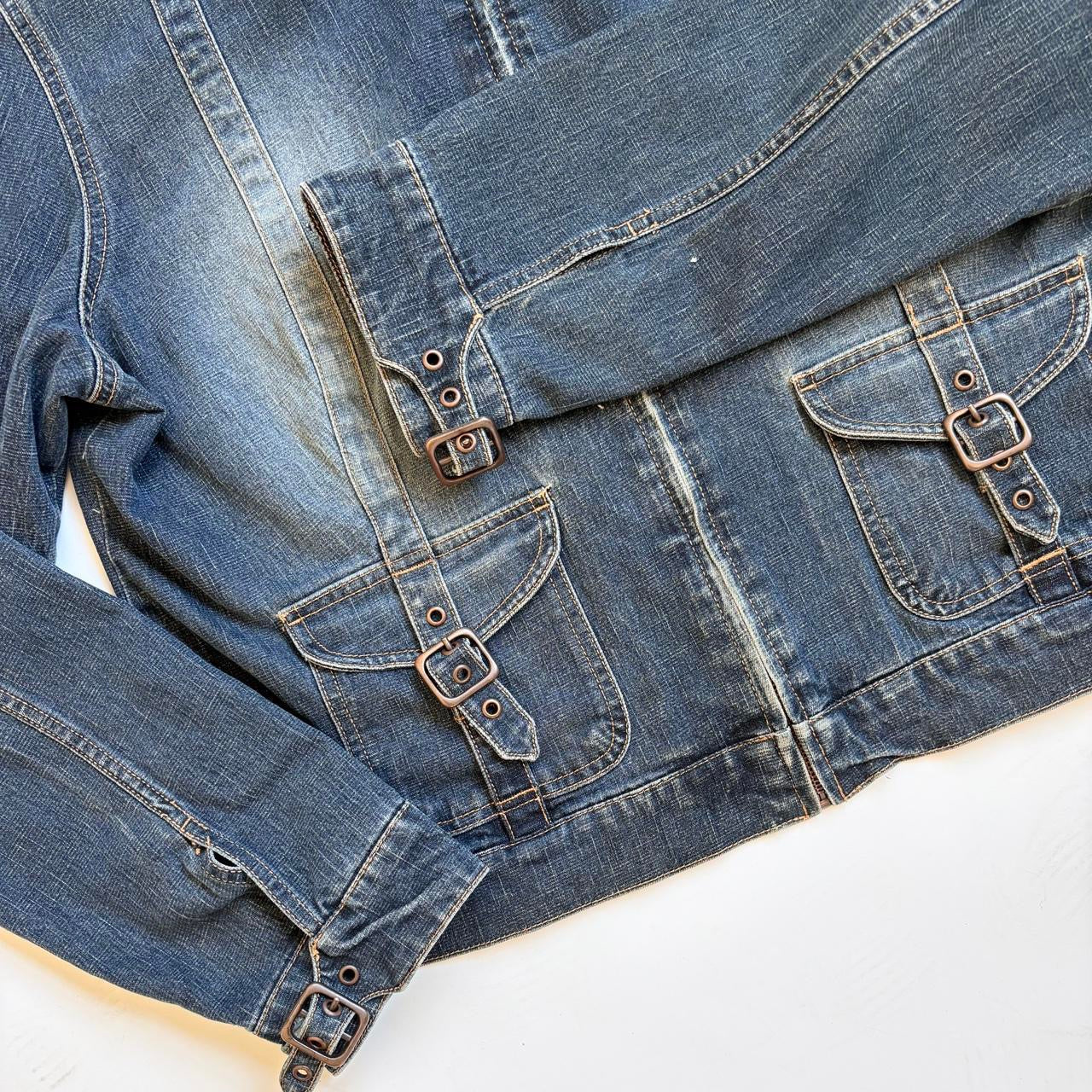 Y2K Denim Buckle Jacket (L)