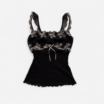 Y2K Embroidered Mesh Cami Top (S/M)