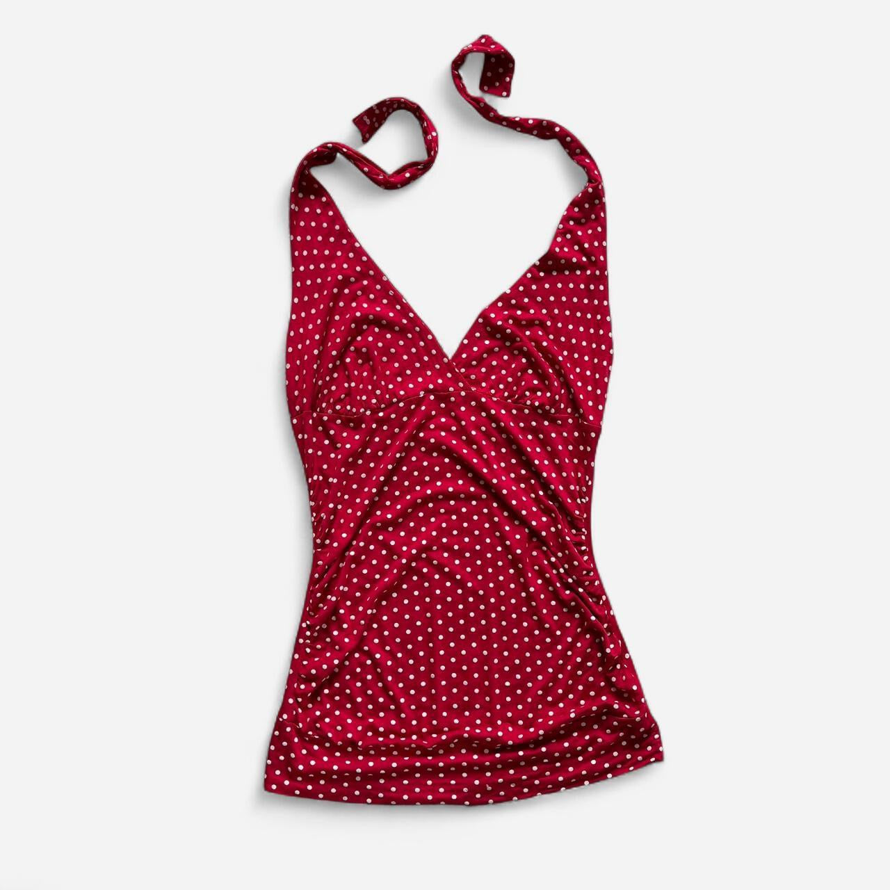 Red Polka Dot Halter Top (M)
