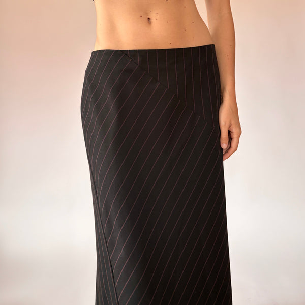 90s Asymmetrical Pinstripe Skirt (M)