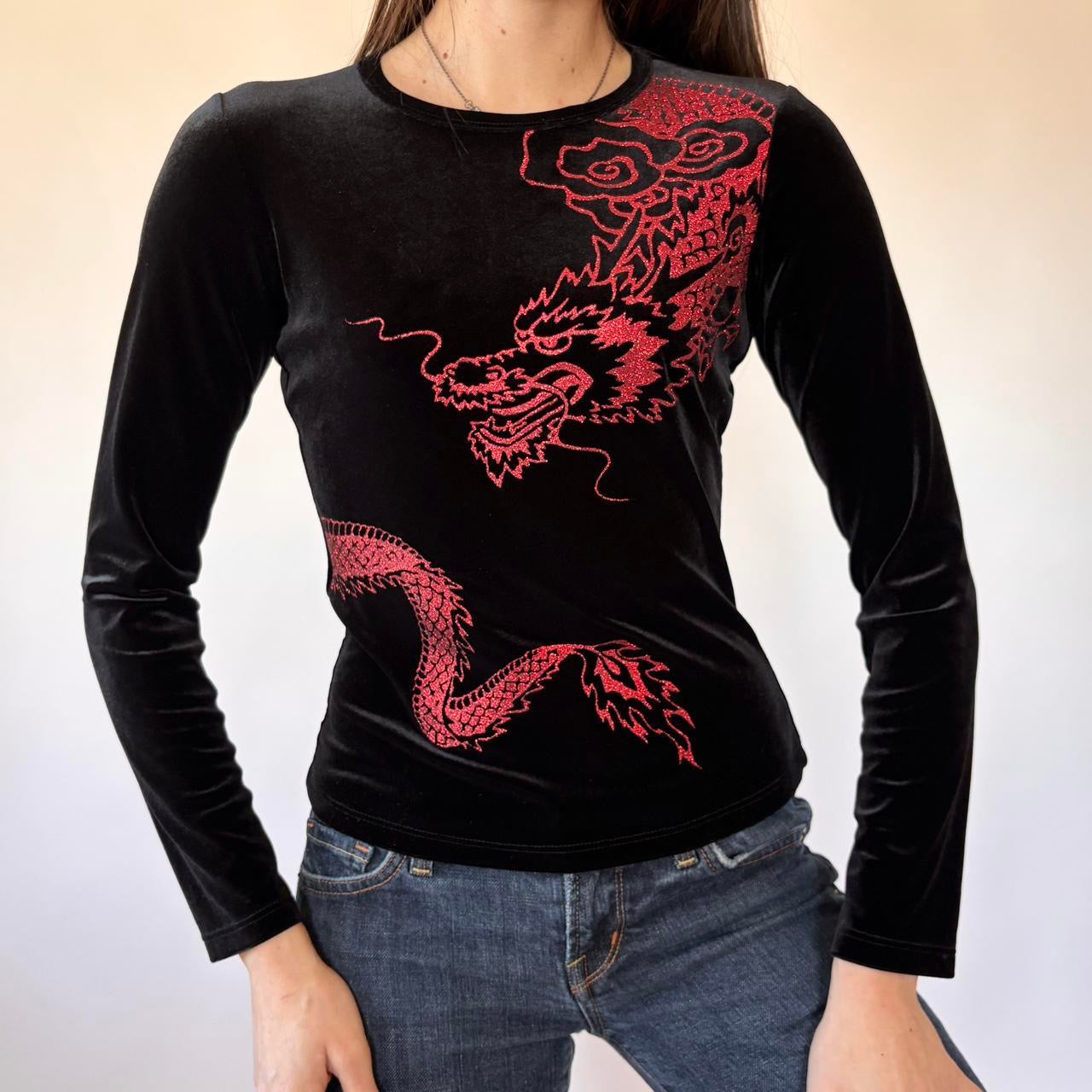 90s Velvet Dragon Top (XS/S)