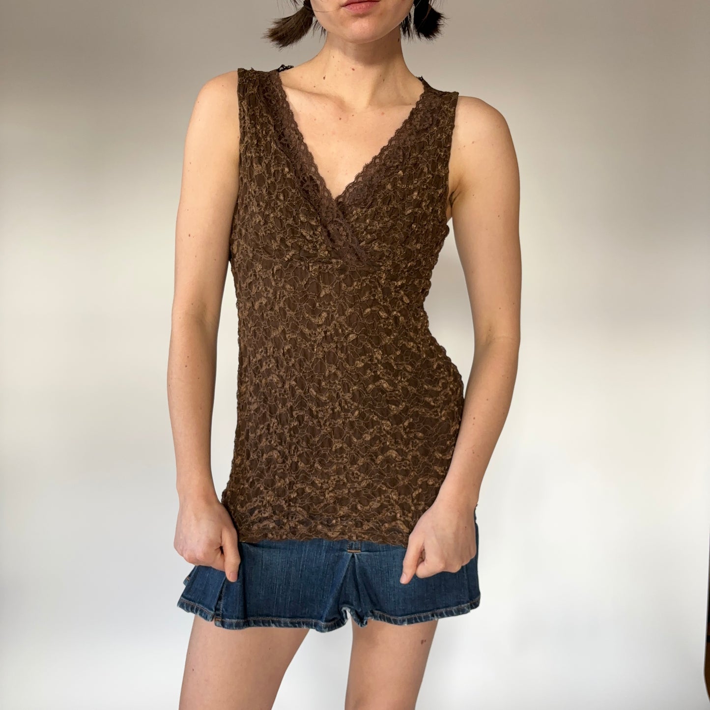 2000s Chocolate Lace Tank (S/M)