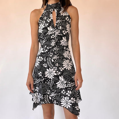 Y2K Floral Halter Dress (S/M)