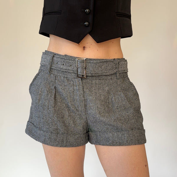 2000s Belted Tweed Shorts (S)
