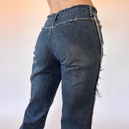 Y2K Frayed Flare Jeans (S)