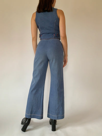 Vintage 1970s Denim Suit - Small