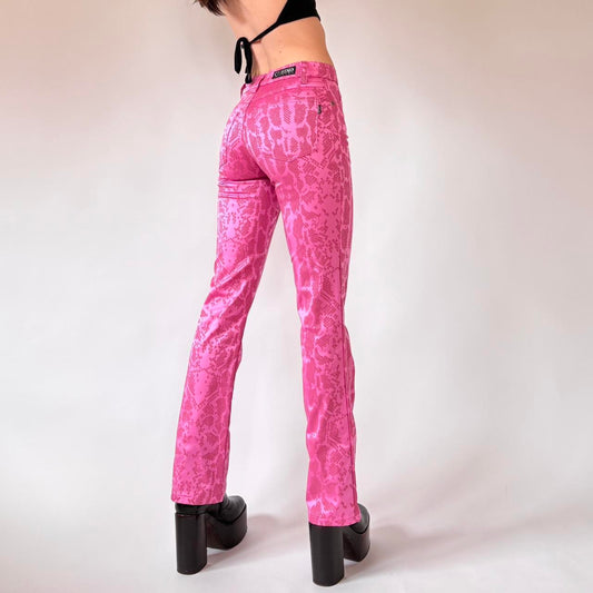 Y2K Pink Snakeskin Pants (XXS)