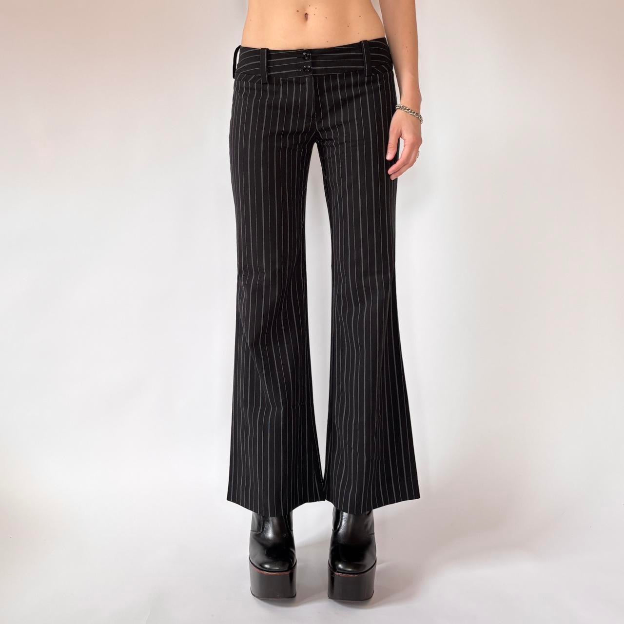 Y2K Low Rise Pinstripe Flares (XS)