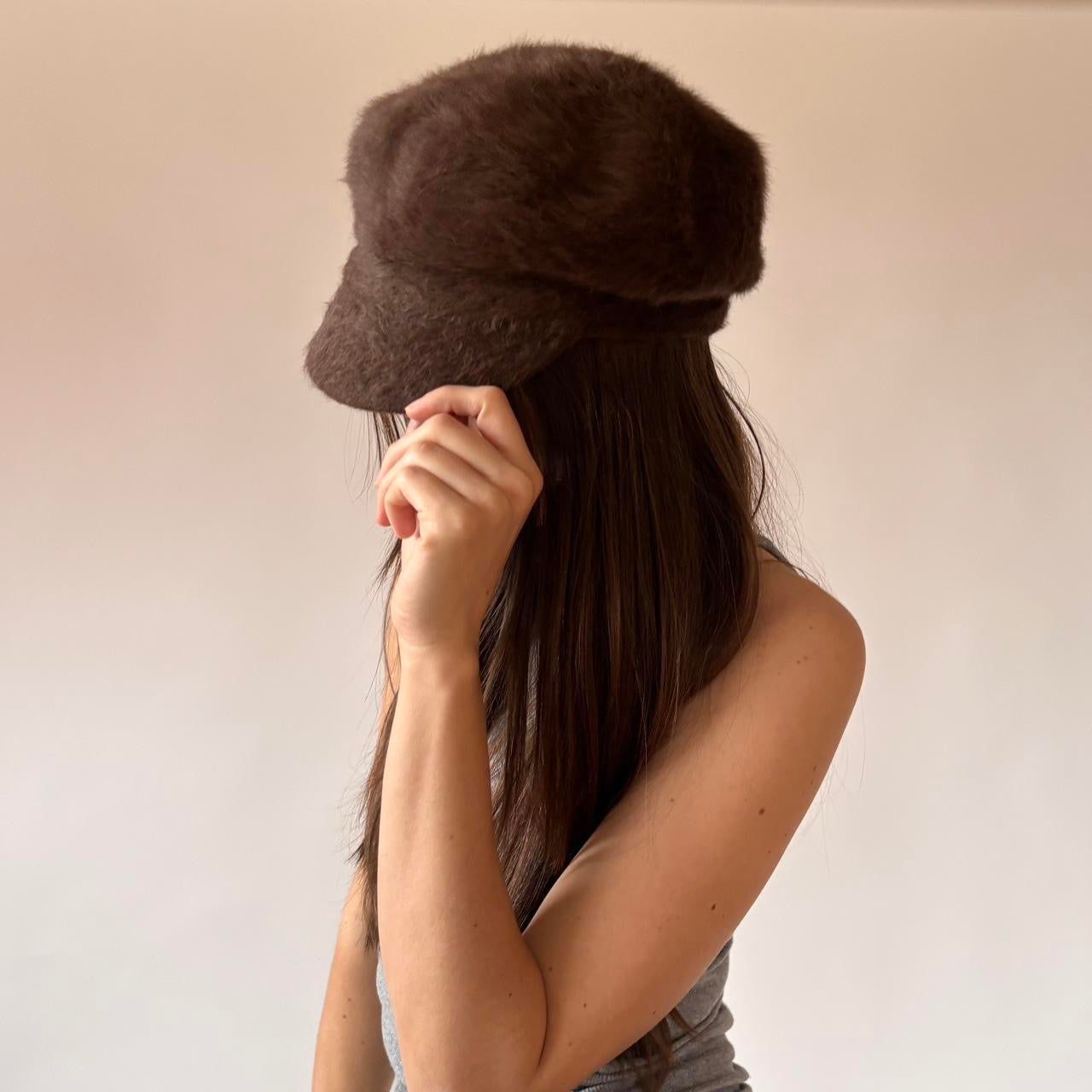 Angora Newsboy Cap