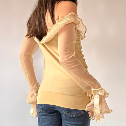 Ruffly Nude Off Shoulder Top (L)