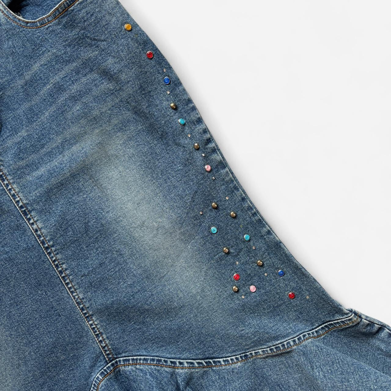 Y2K Studded Denim Midi Skirt (S)