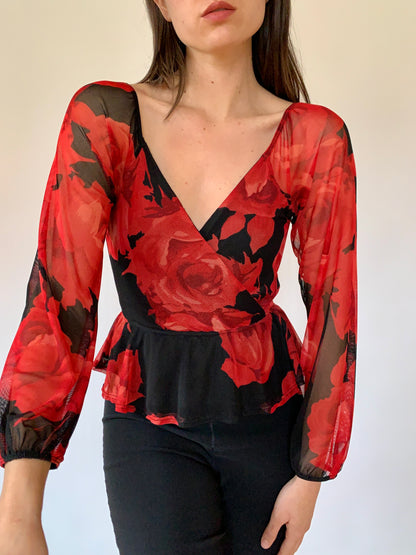 Vintage Mesh Rose Top - XS/S