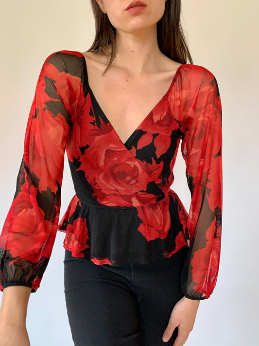 Vintage Mesh Rose Top - XS/S