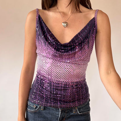 Y2K Purple Sequin Party Top (M/L)