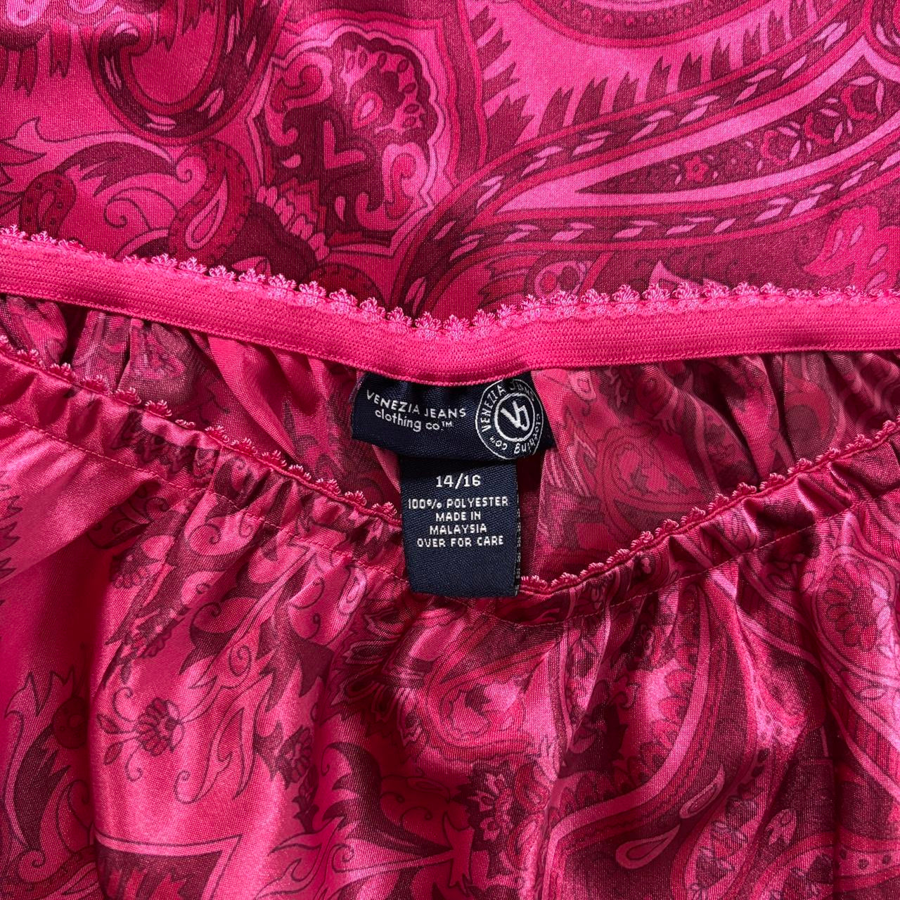 Y2K Pink Paisley Satin Maxi Skirt (S/M)