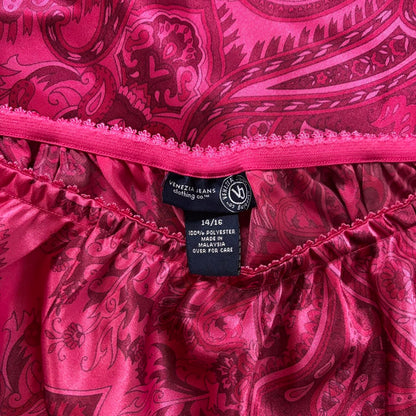Y2K Pink Paisley Satin Maxi Skirt (S/M)