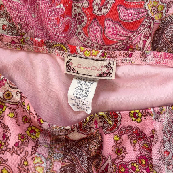 Y2K Paisley Mesh Midi Skirt (XS)